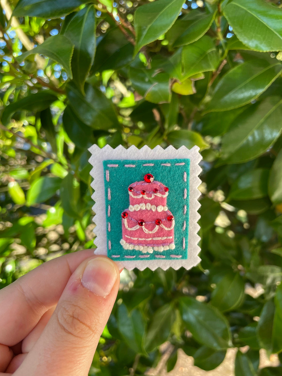 Pink Cake Stamp Pin